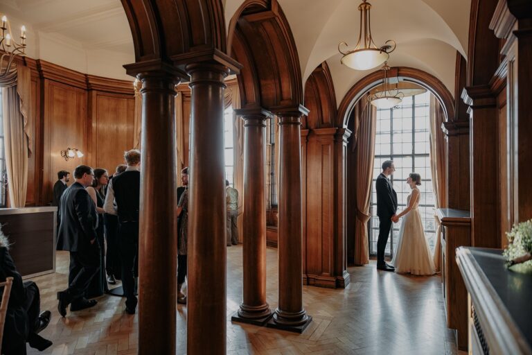 Couple in the panelled corridors of the hotel, The Grand Hotel & Spa York