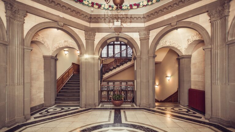Marble hall and staircase inside the hotel, The Grand Hotel & Spa York