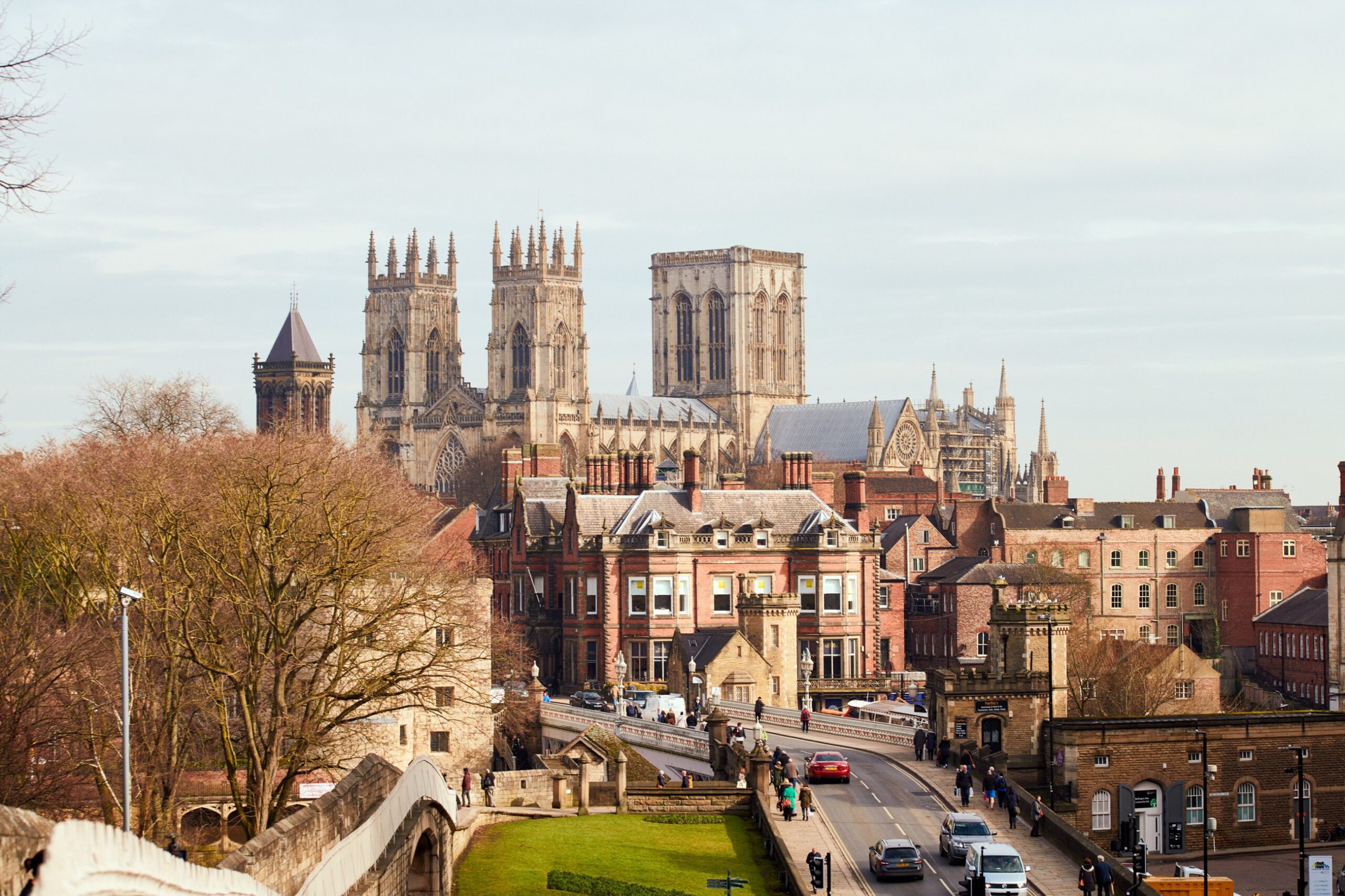 View over York rooftops to York Minster from the city walls, The Grand Hotel & Spa York