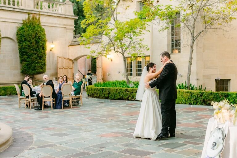 A parent dance on the reception terrace, courtesy of One & Only Production, Greystone Mansion
