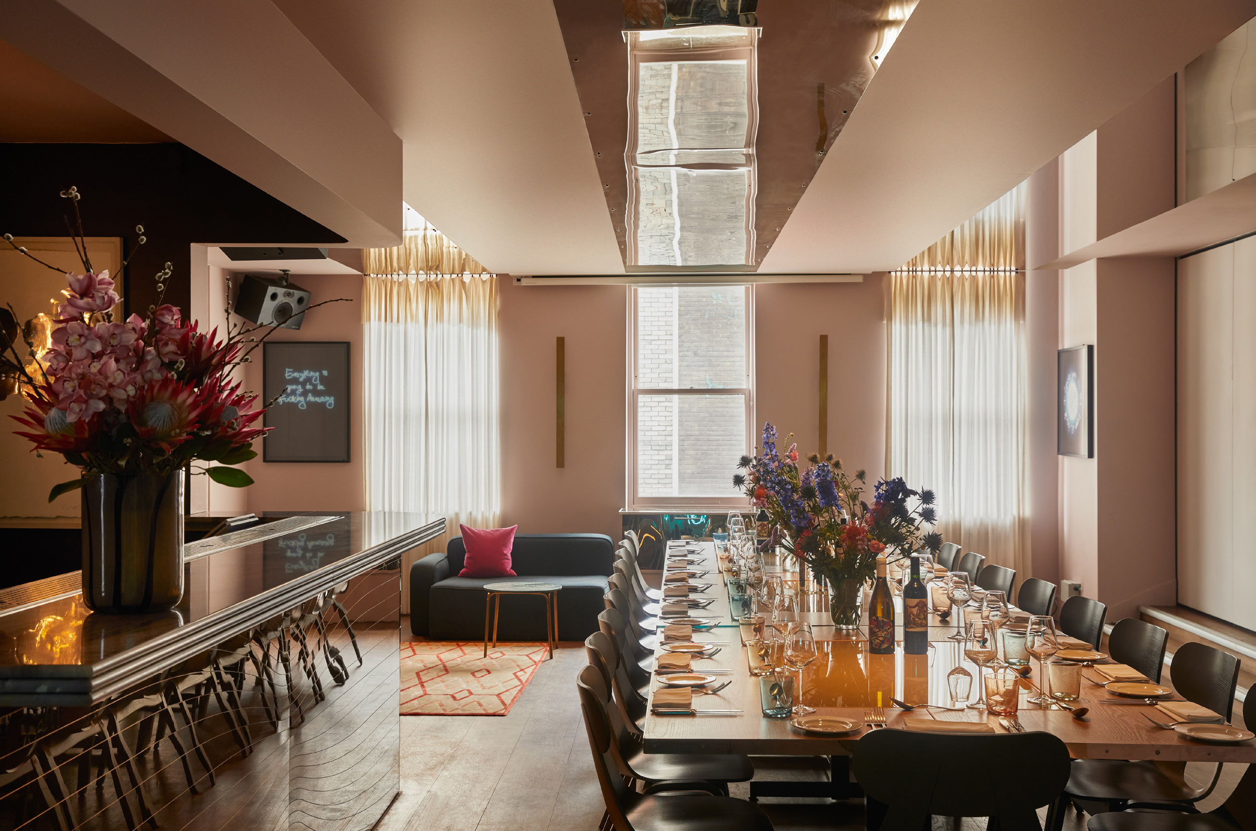 The Groucho Club, A private room set for a long table dinner