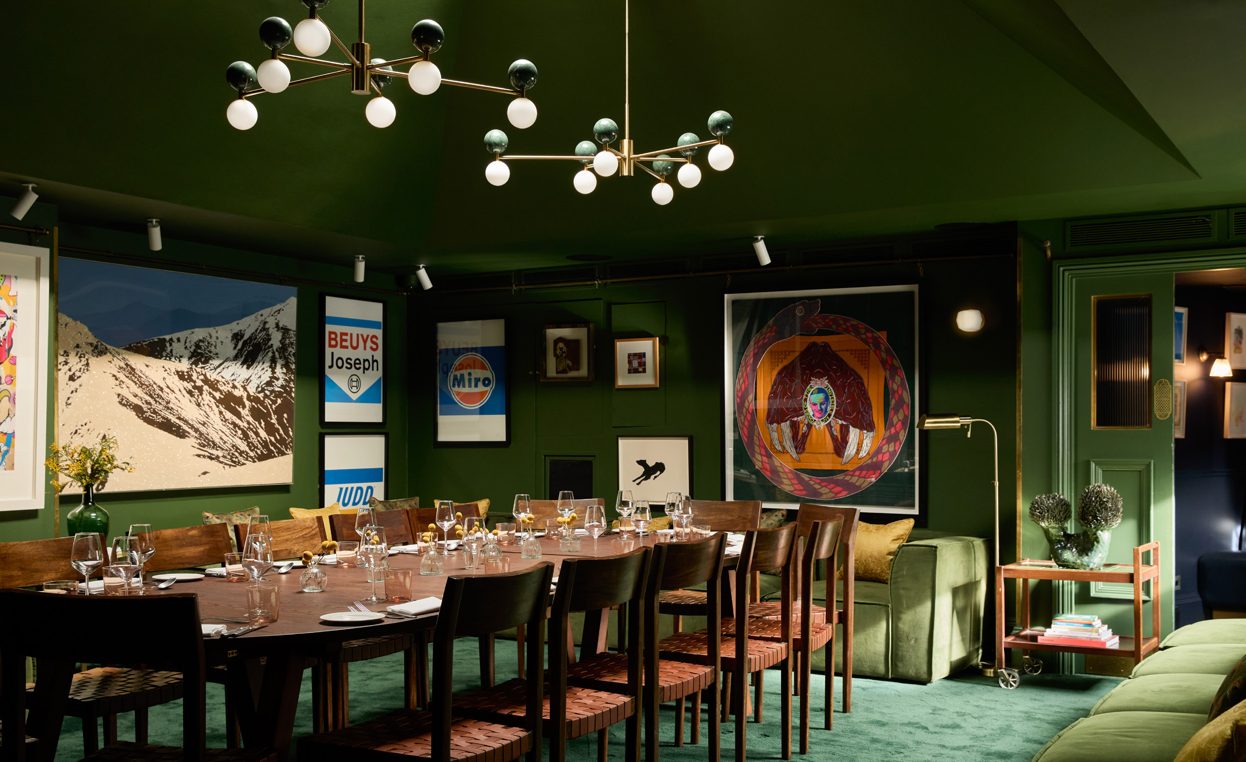 The Groucho Club, The Screening Room set for dinner