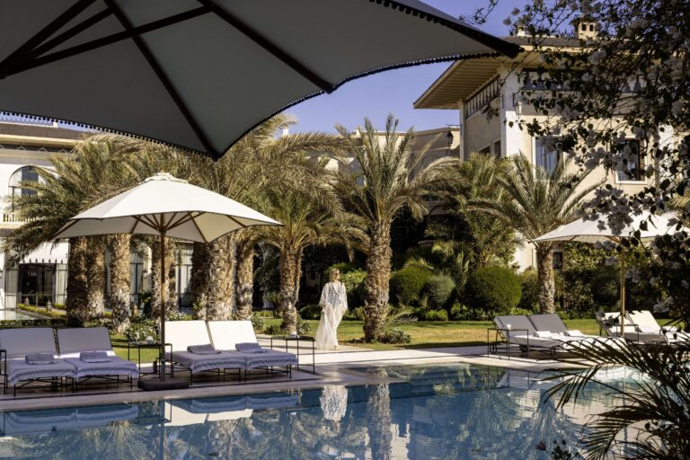 The outdoor pool with sun loungers and parasols, Hôtel Palais Ronsard Relais & Châteaux