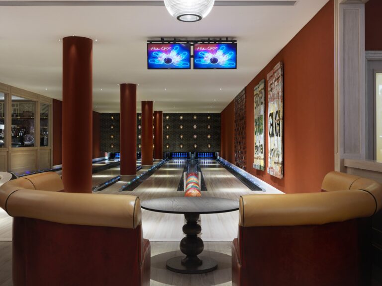 The lanes of the Croc Bowling Alley, Ham Yard Hotel
