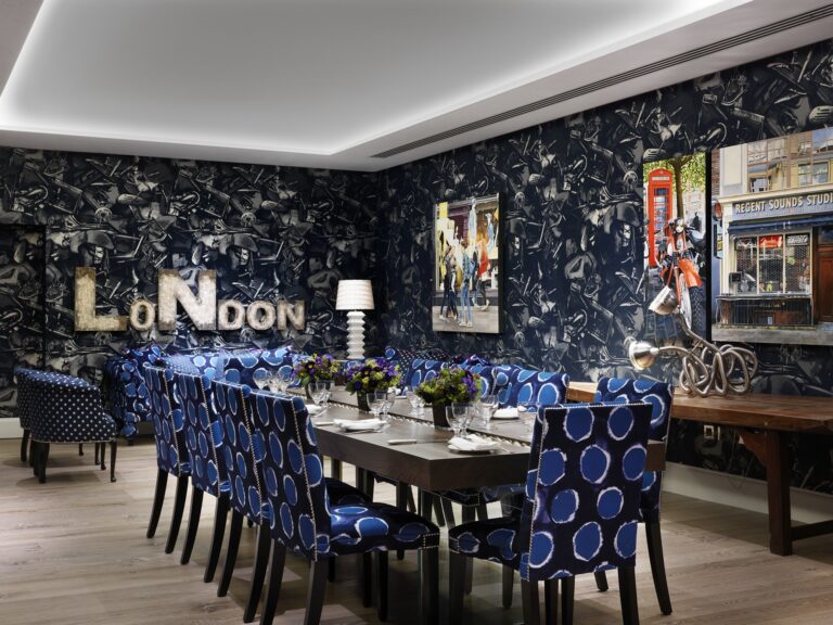 A private dining table in the Archer Room, Ham Yard Hotel