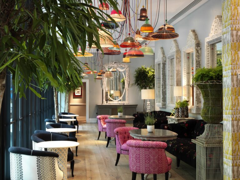 Seating in the Orangery, Ham Yard Hotel