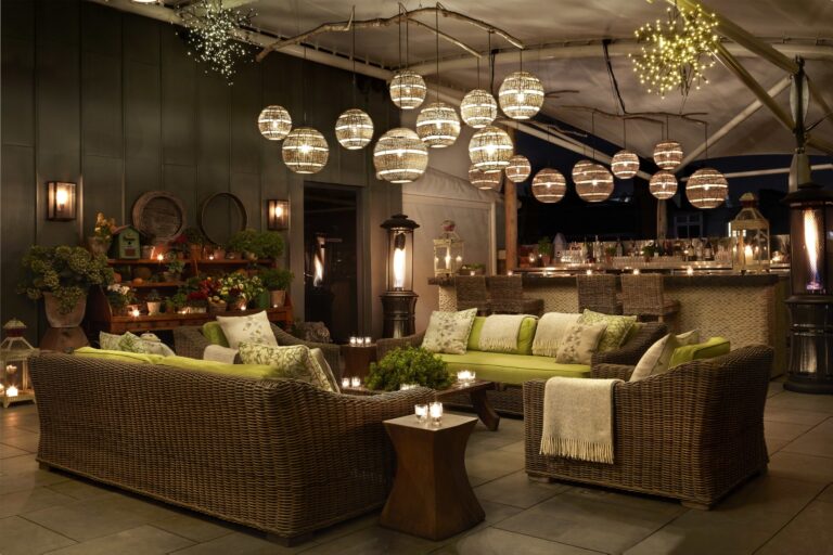 The roof terrace in the evening, Ham Yard Hotel
