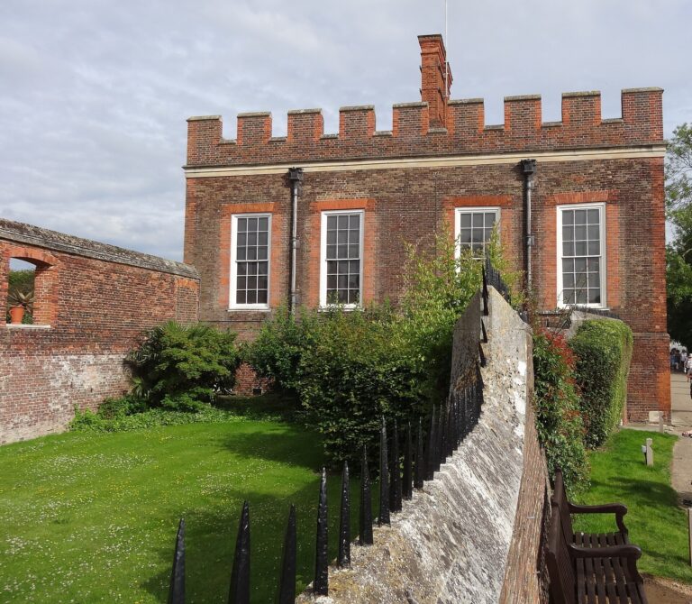 The Little Banqueting House, a Baroque riverside pavilion above its own walled garden, Hampton Court Palace