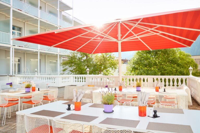 The Sessions terrace by day, Hard Rock Hotel Davos