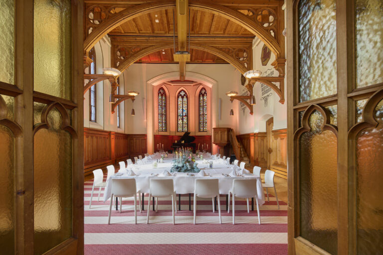 The Chapel laid out for a seated dinner, Hard Rock Hotel Davos