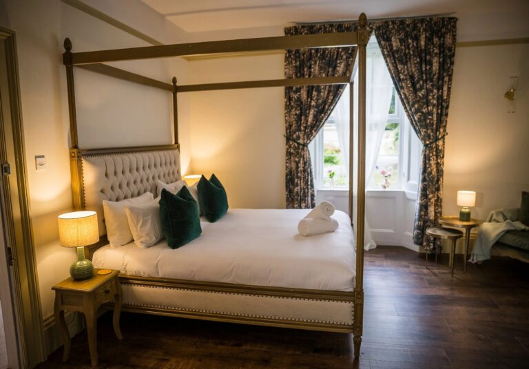 The Bridal Suite, with its four-poster bed, Haselbury Mill