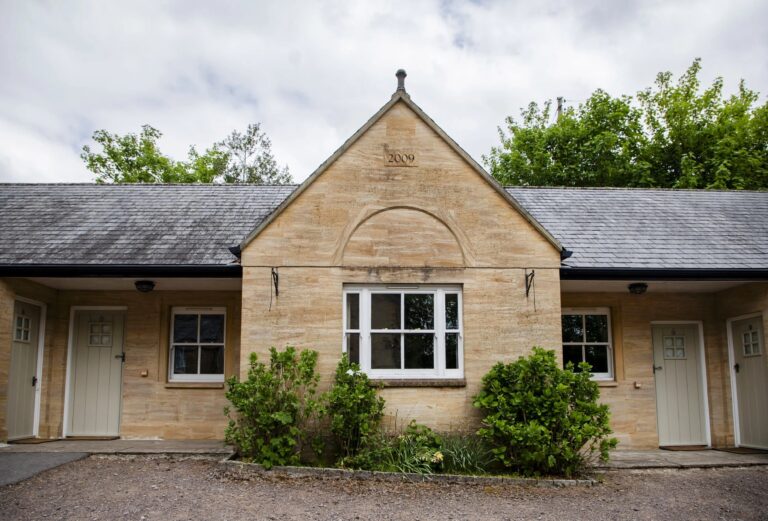 The refurbished guest rooms in the old stone buildings, Haselbury Mill
