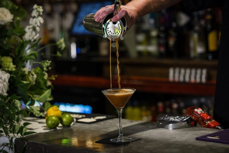 An espresso martini at the Lakeside Bar, Haselbury Mill