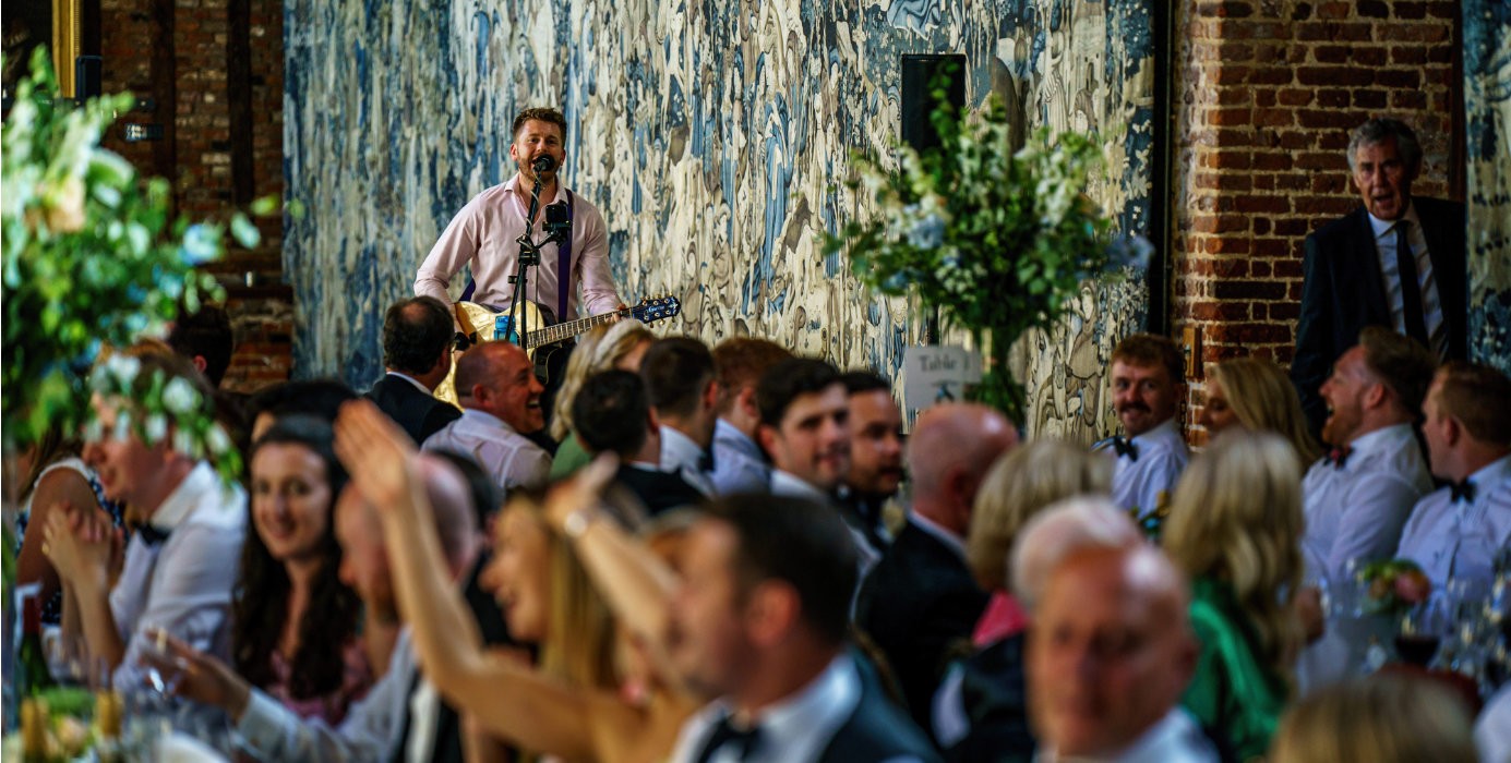 Live music and guests at a wedding reception, Hatfield House