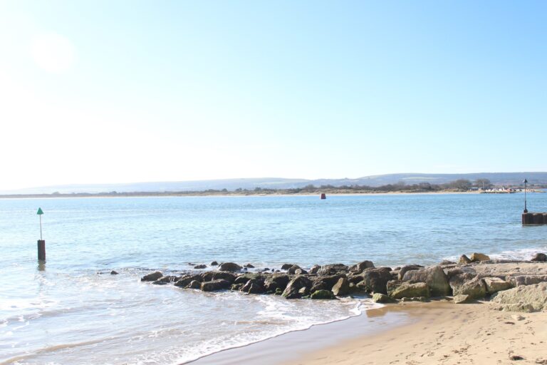 Rocks and shoreline at Sandbanks, The Haven Hotel, Poole