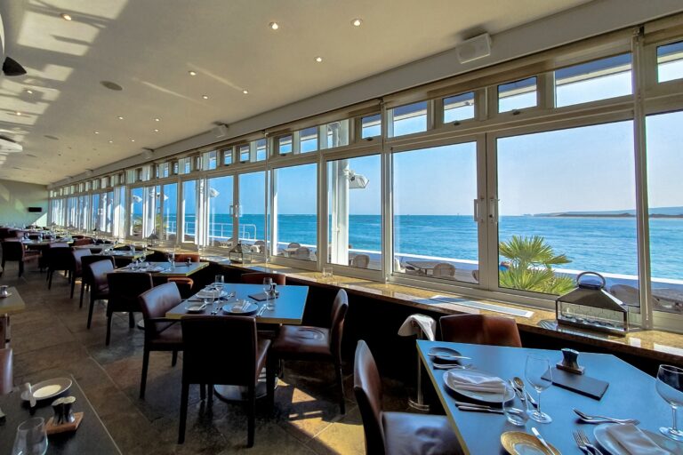 The Point restaurant with its sea-facing windows, The Haven Hotel, Poole