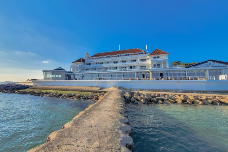 The Haven Hotel from the pontoon at Sandbanks, The Haven Hotel, Poole