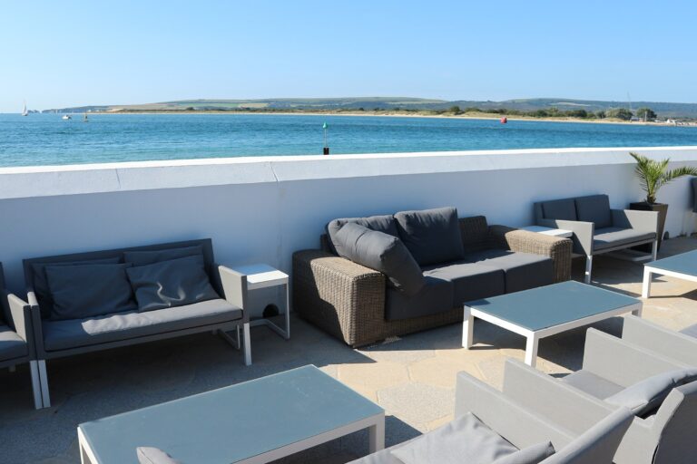 The sun lounge terrace at the Haven Hotel, The Haven Hotel, Poole