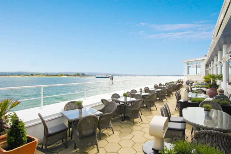 The sea-facing terrace at the Haven Hotel, The Haven Hotel, Poole