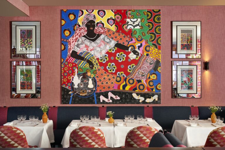 Brumus Restaurant, dressed with bold contemporary artwork, Haymarket Hotel