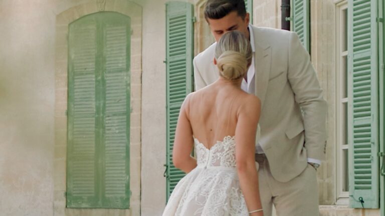 Ellie and Alex by the green shutters of Château de Tourreau, Provence, HD Moments