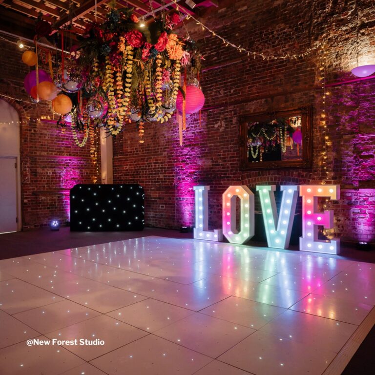 Dance floor with a LOVE sign, Highcliffe Castle