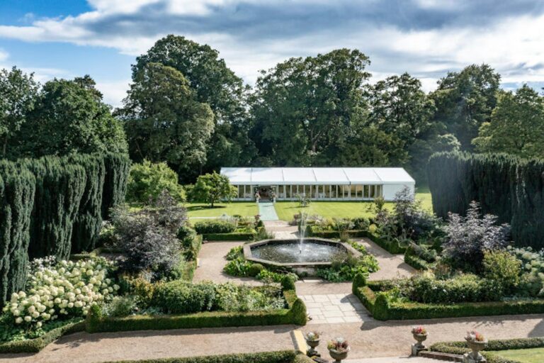 The walled garden with its central fountain and Victorian glasshouse, Hillsborough Castle and Gardens