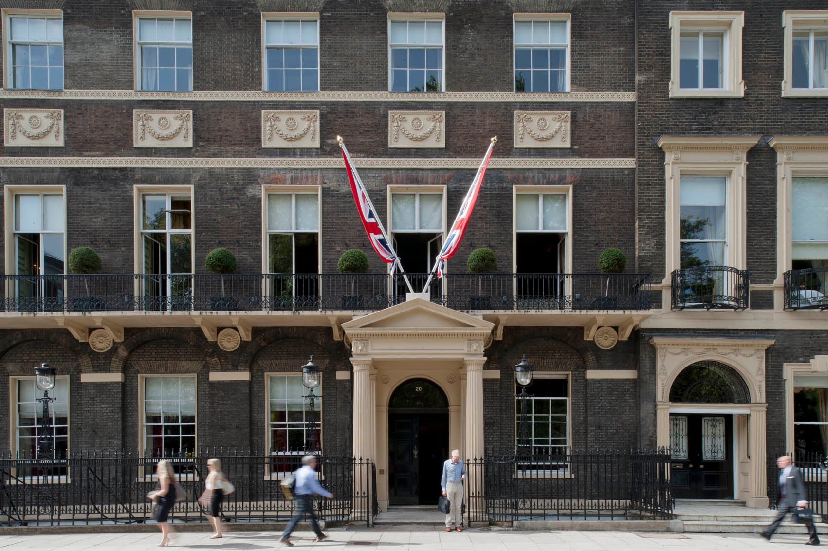 The brick Georgian facade and entrance, Home House