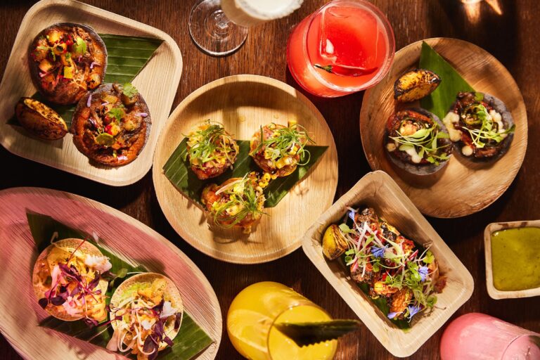 Small plates on leaf platters, Home House