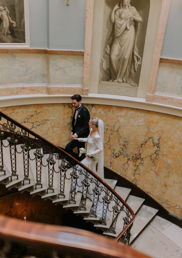 A couple on the marble staircase, Home House