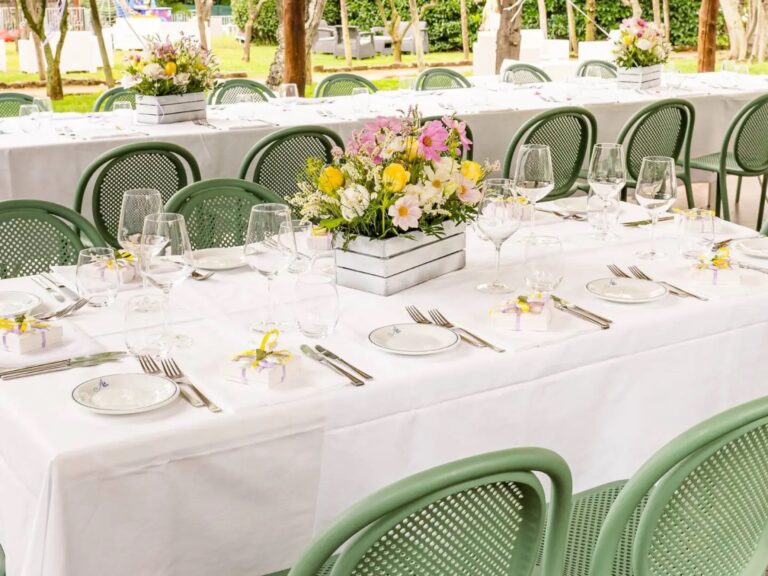 A wedding breakfast under the garden pergola, Hotel Alpha