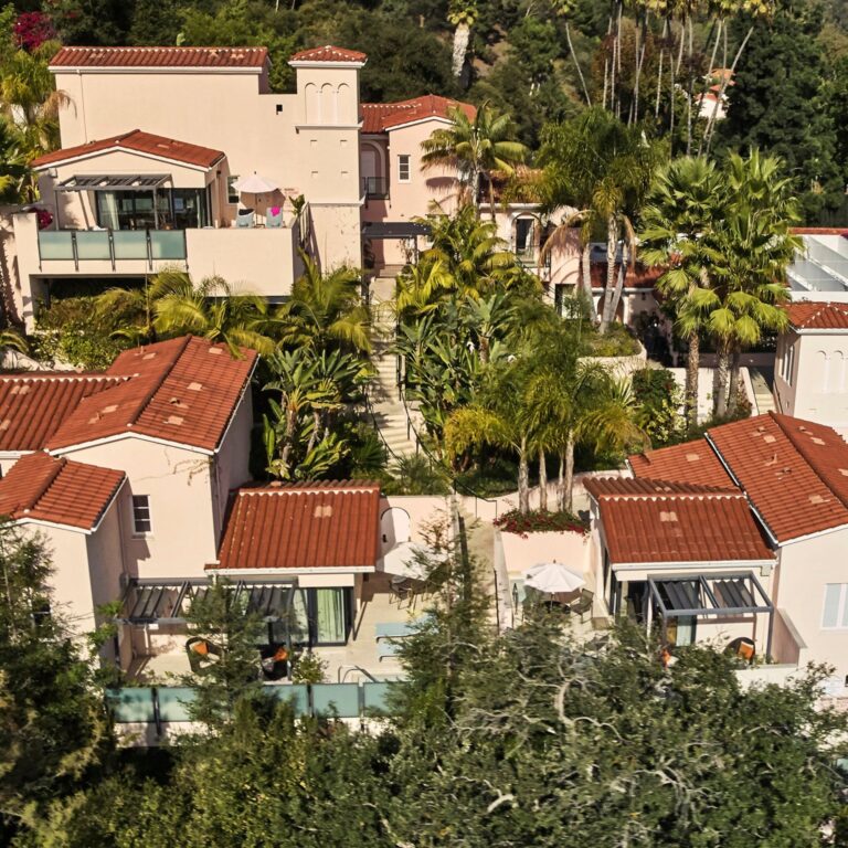 Hotel Bel-Air, an aerial view of the canyon estate, Hotel Bel-Air
