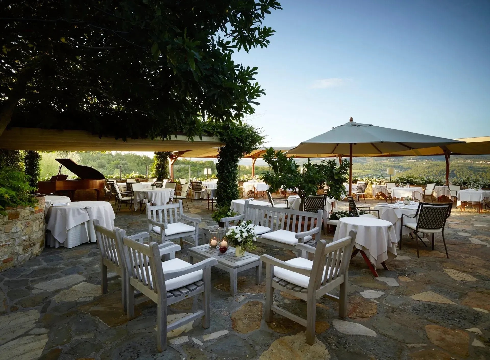 The Belvedere Terrace at golden hour, La Colonna, Hotel Le Fontanelle