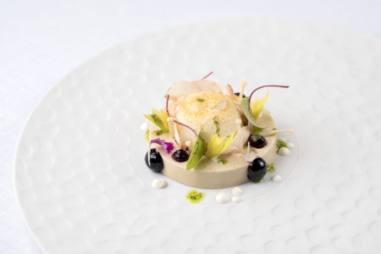 A plated dessert from the restaurant kitchen, Hotel Santa Caterina