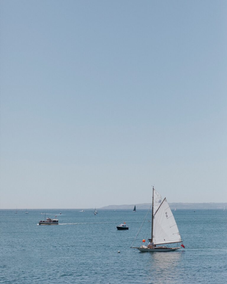 A sailing boat on the Carrick Roads, Hotel Tresanton