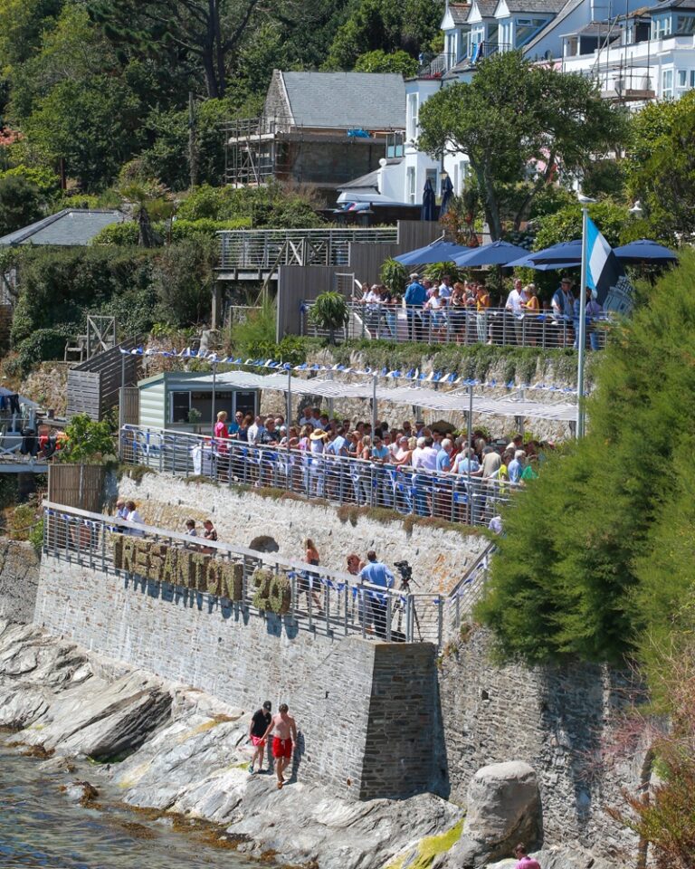 The beach club on the waterfront below the hotel, Hotel Tresanton