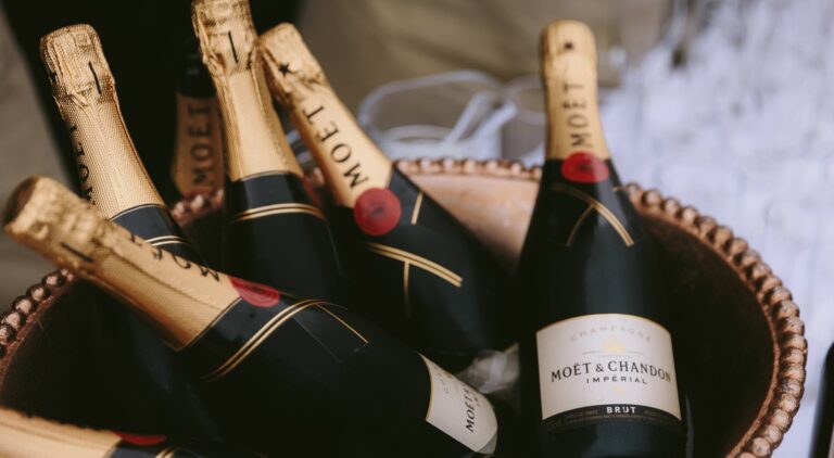Champagne bottles chilling in an ice bucket, Huntsham Court