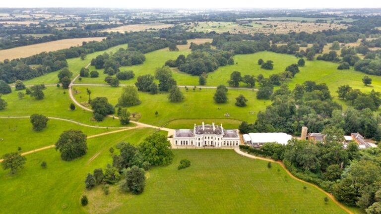 Hylands House from the air, set in 574 acres of landscaped parkland, Hylands Estate