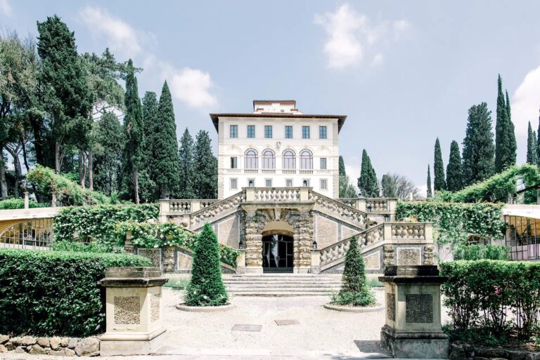 The villa from the gardens, in daylight, Il Salviatino