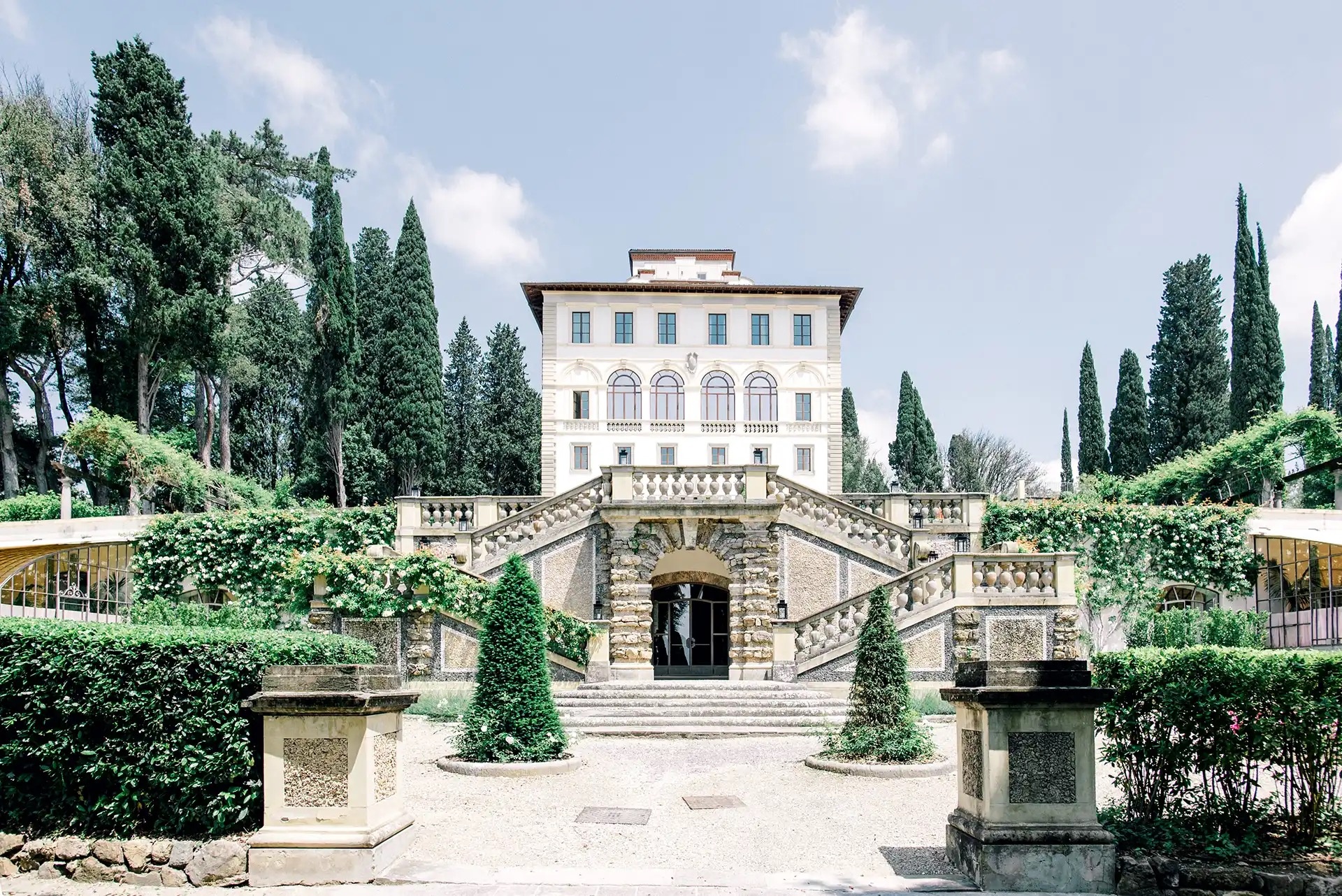 The villa from the gardens, in daylight, Il Salviatino
