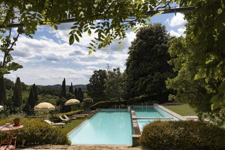 The infinity pool among the Fiesole cypress trees, Il Salviatino