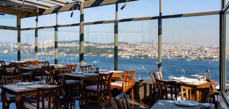 Safran Restaurant covered terrace with Bosphorus views, InterContinental Istanbul