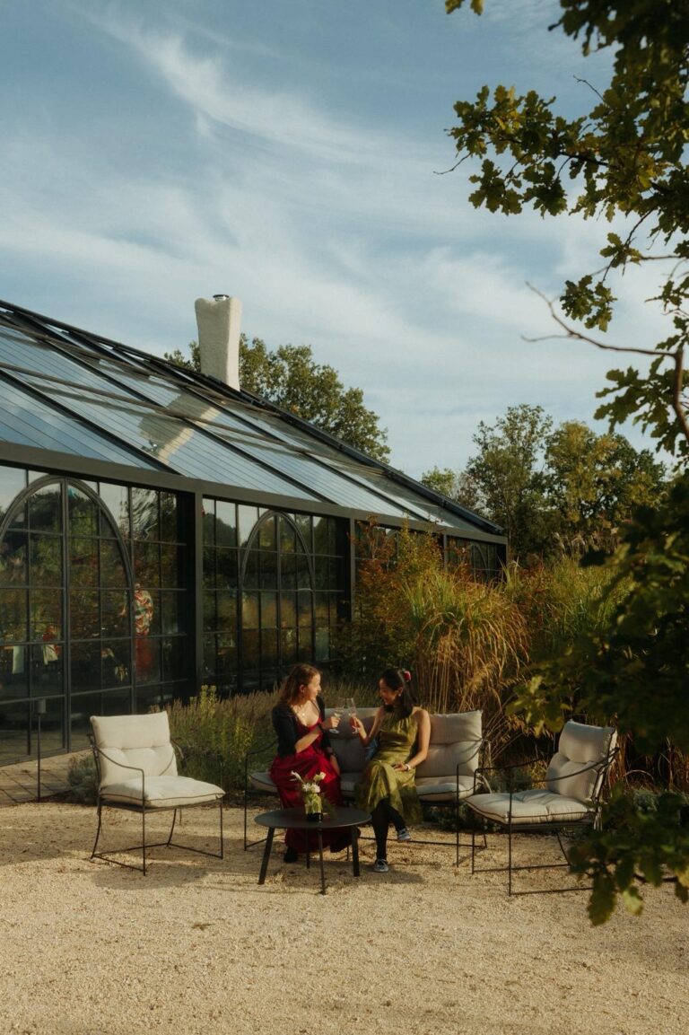 The terrace beside the glasshouse, Iris Orangerie