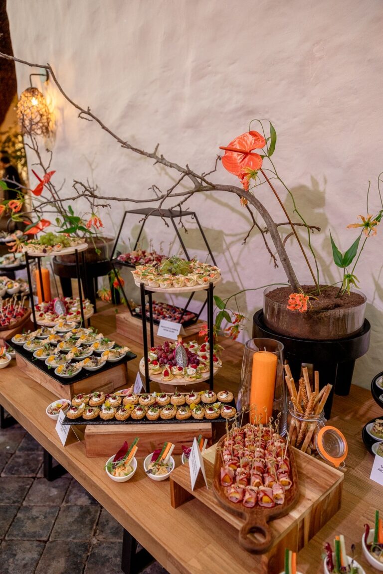 Canape and food display, Iris Orangerie