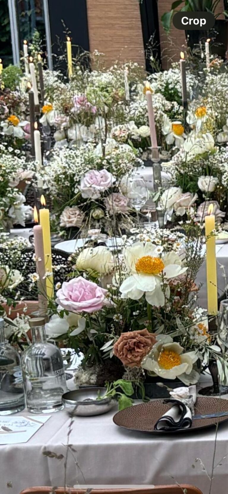 A candlelit table dressed in white, gold and blush, Jamie Aston