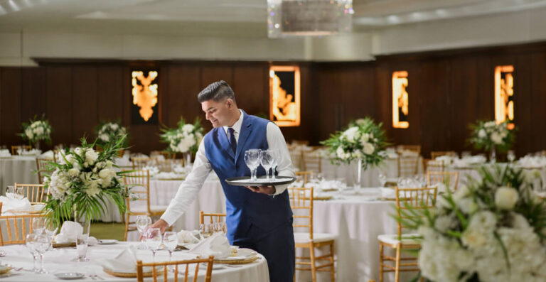 Table service in Al Wasl Ballroom, Jebel Ali Golf Resort