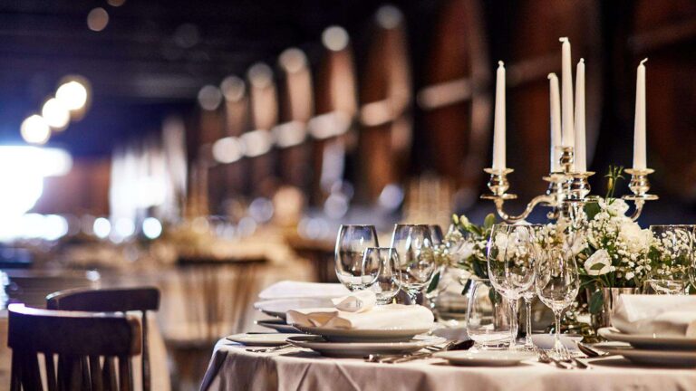 A dinner laid in the barrel cellar, José Maria da Fonseca Casa Museu
