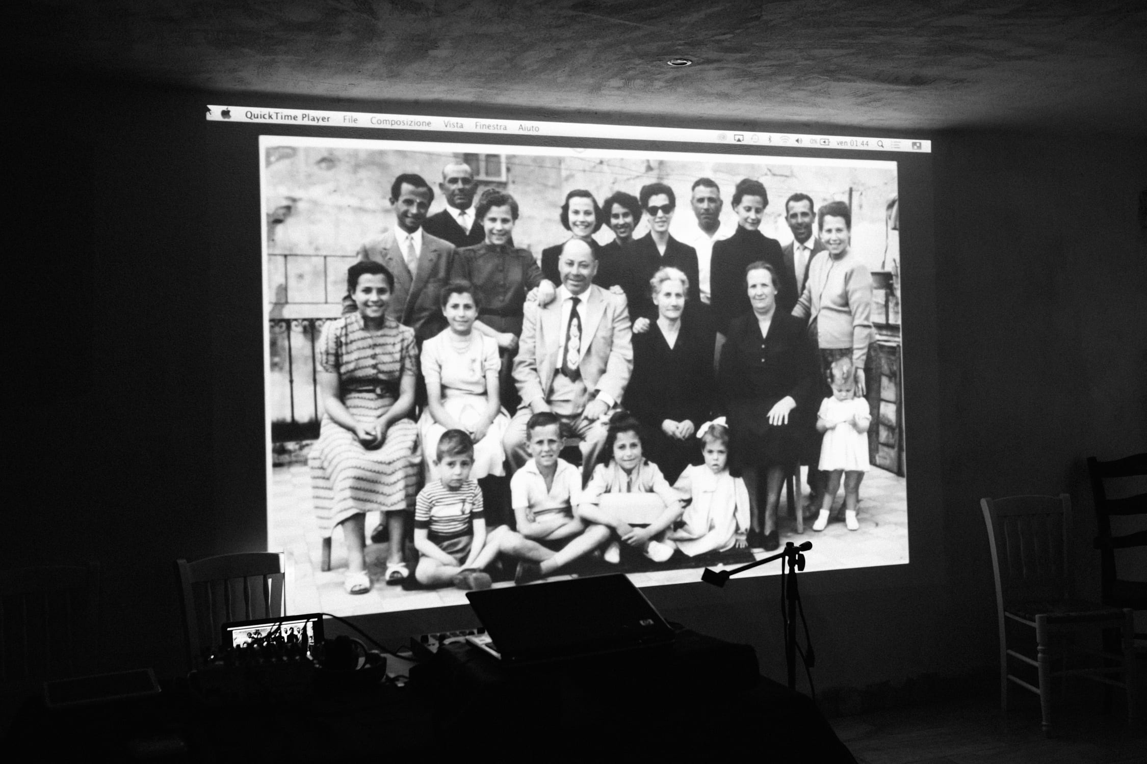 An old family photograph, projected for the room, Kaleidos Wedding