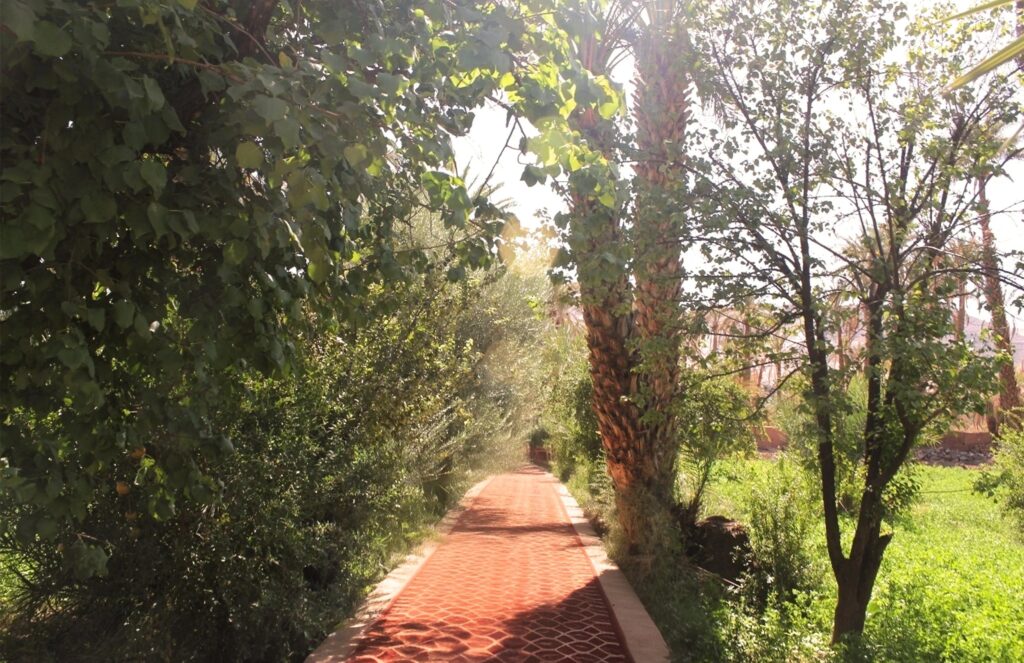 Brick path through the kasbah garden, Kasbah des Caïds