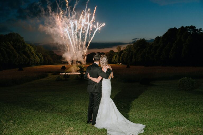 Couple on the lawn during the fireworks after dinner, Katerina Meyvial Wedding & Event Planner